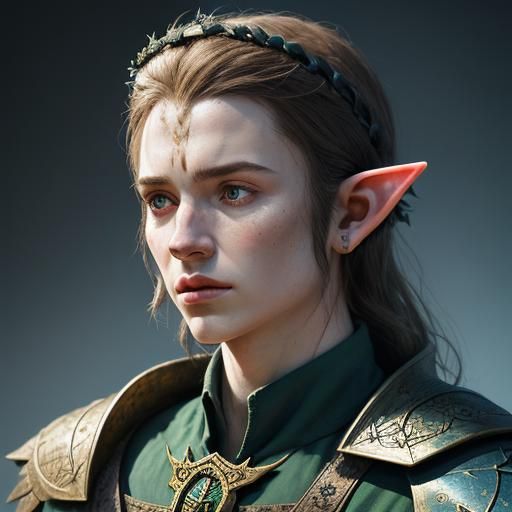 Hyperrealistic Elf Macbeth Portrait with Dramatic Lighting