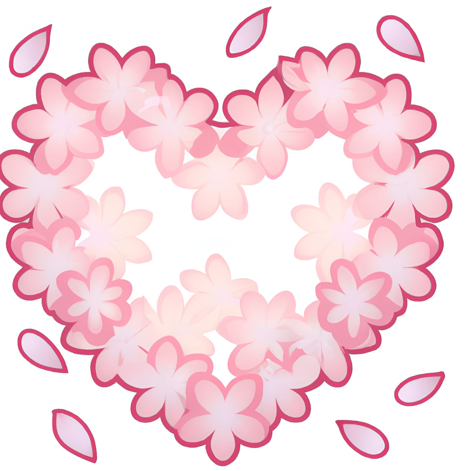 Kawaii Pastel Pink Sakura Cherry Blossom Petals Heart