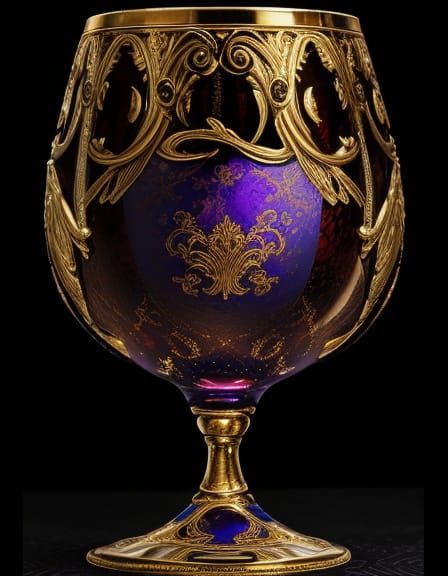 Luxurious Oil Painting of an Ornate Goblet on Velvet
