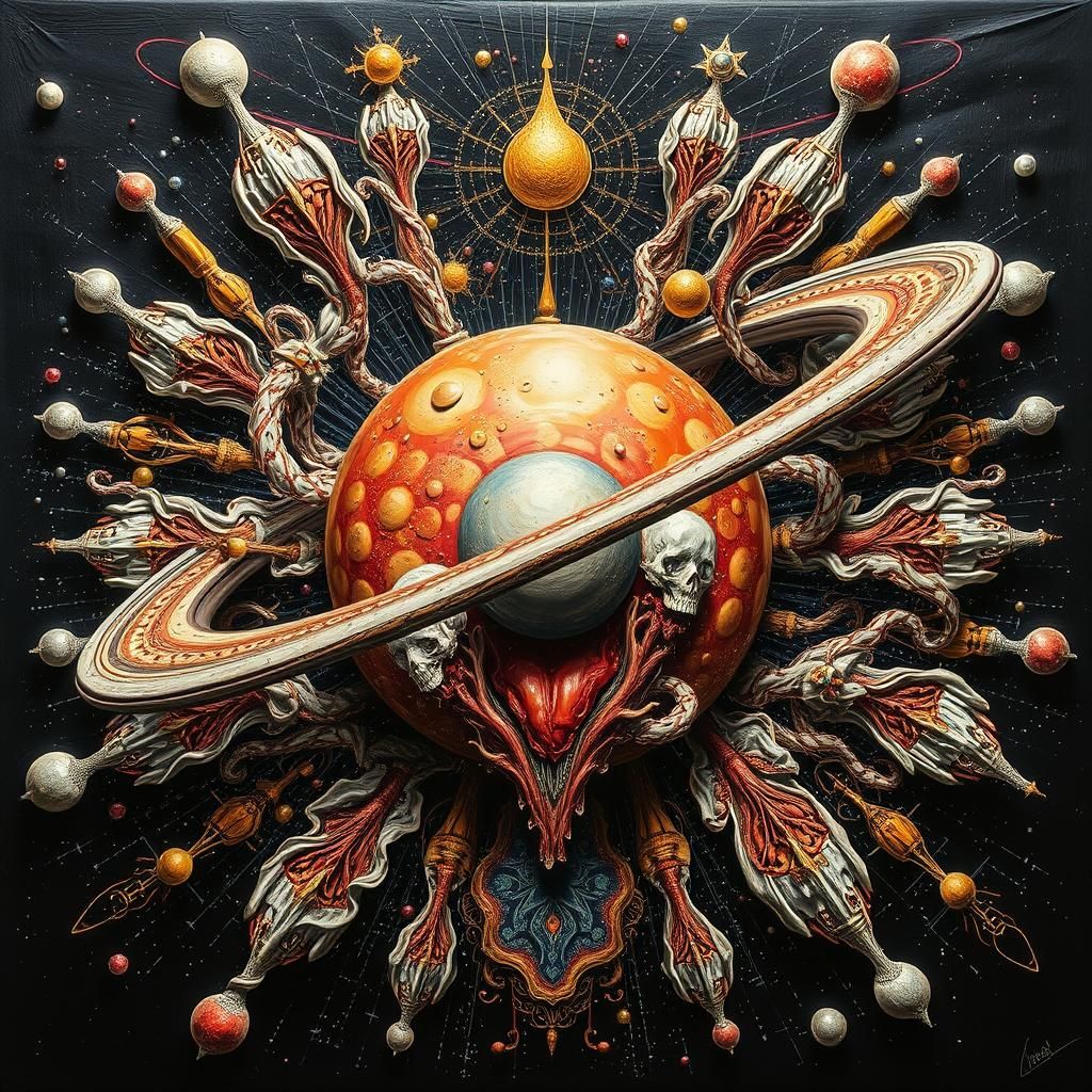 Abstract 3D Organic Design with Metallic Accents