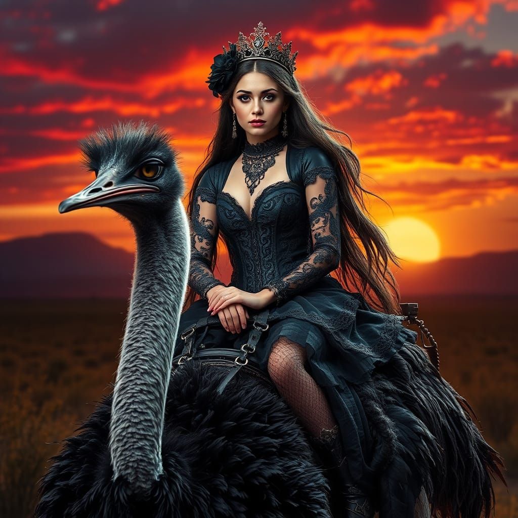 Gothic Disney Princess in Wild West Sunset