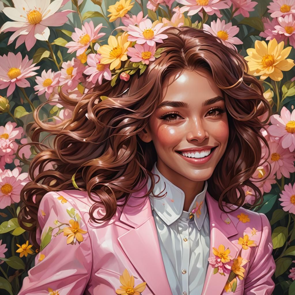 Floral Superhero Portrait in Fantasy Art Style