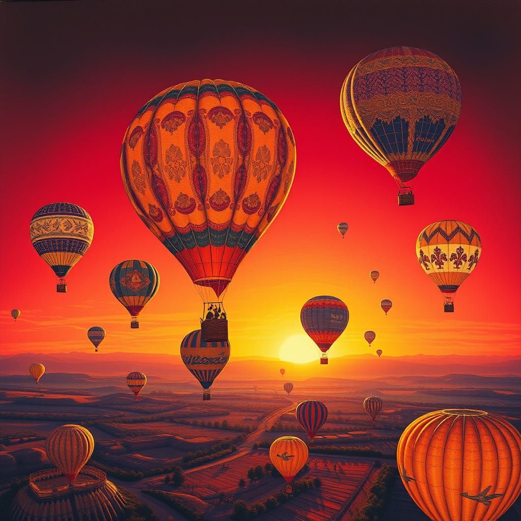 Wes Anderson-Inspired Hot Air Balloons in a Vibrant Crimson ...