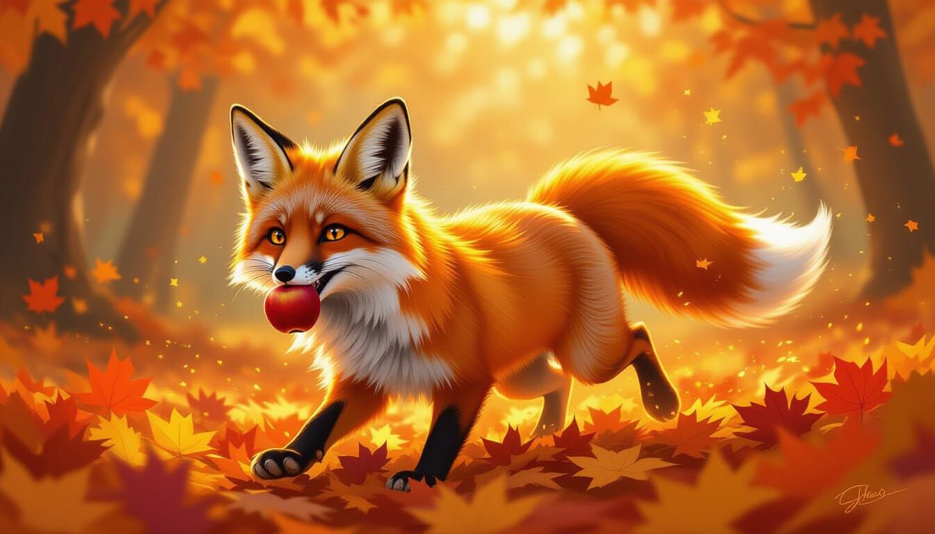 Mischievous Fox in Autumn Forest
