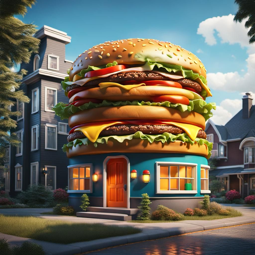 Cheeseburger House: Fantastical Concept Art