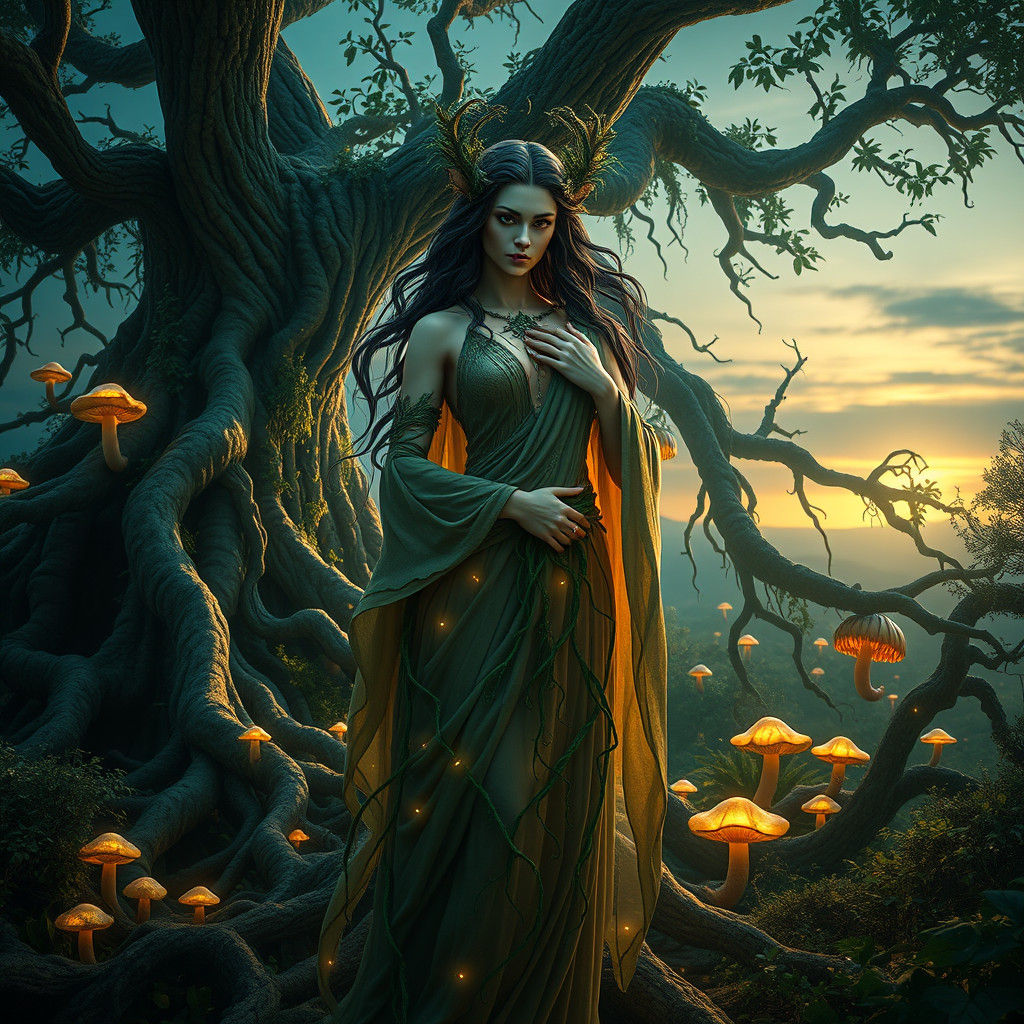 Demeter: Ancient Greek Goddess in Fantasy Landscape