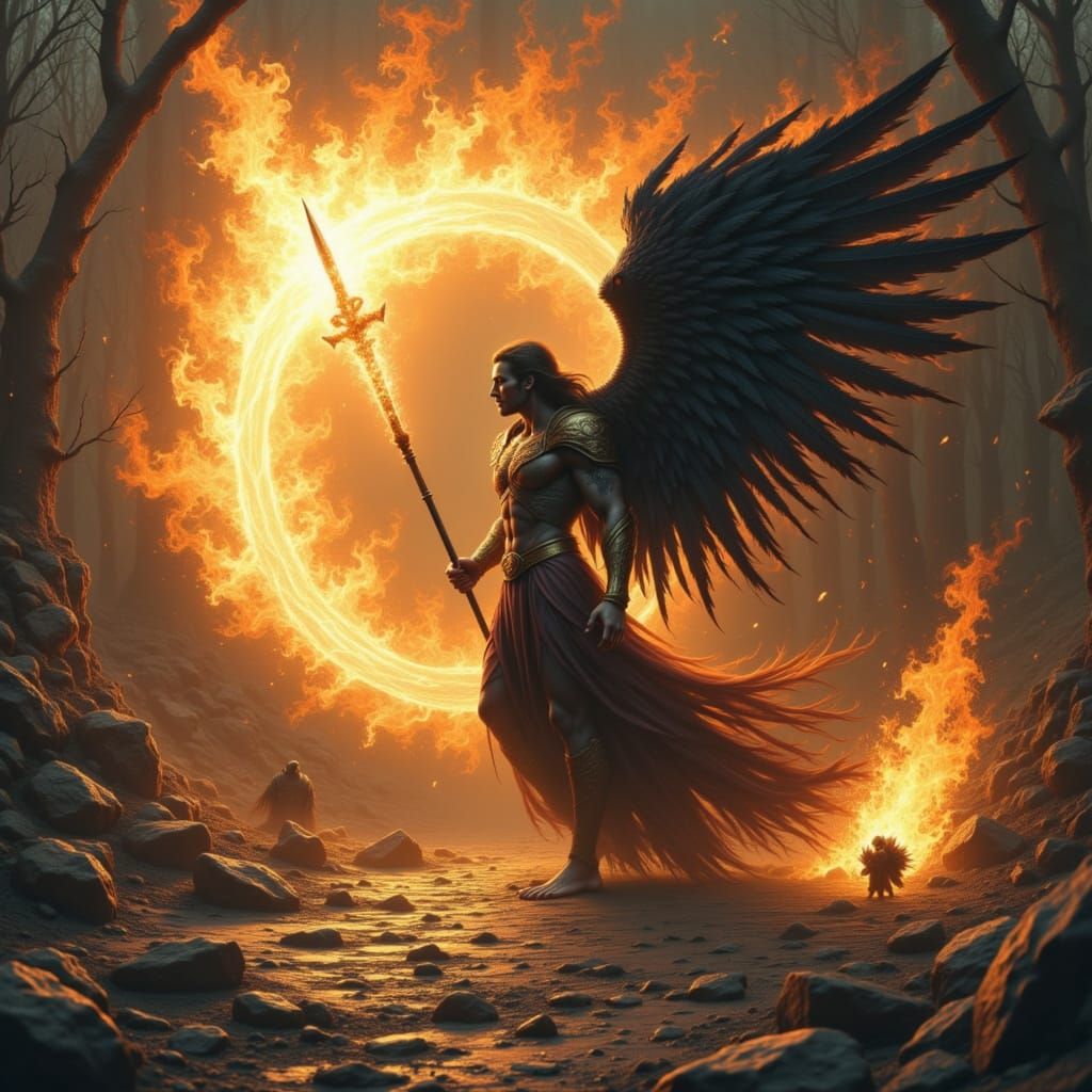 Living Shadow Deity in Dark Fantasy Style