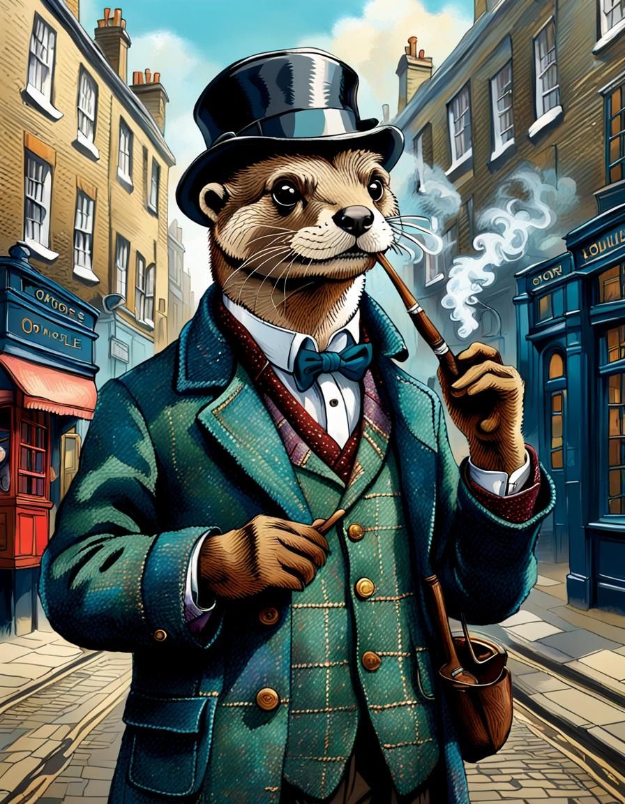 Otter as Sherlock Holmes in Zentangle Style