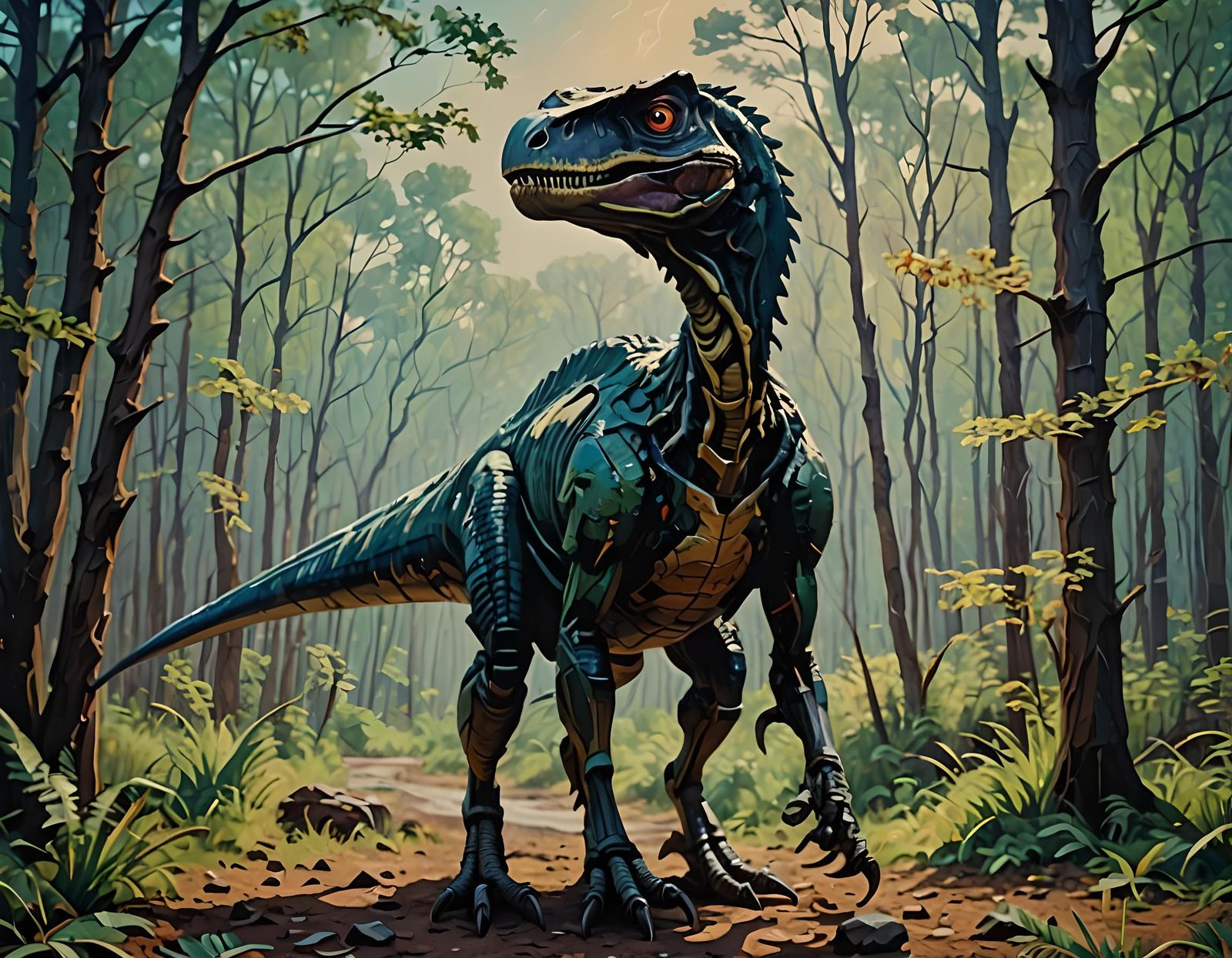 Dramatic Film Still in Neo-Impressionism Style