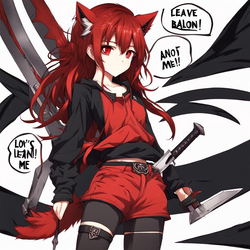 Anime Girl with Wolf Features and Sword
