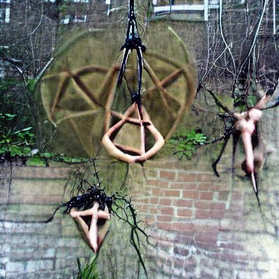 Minimalist Pentacle Design in Garden Setting