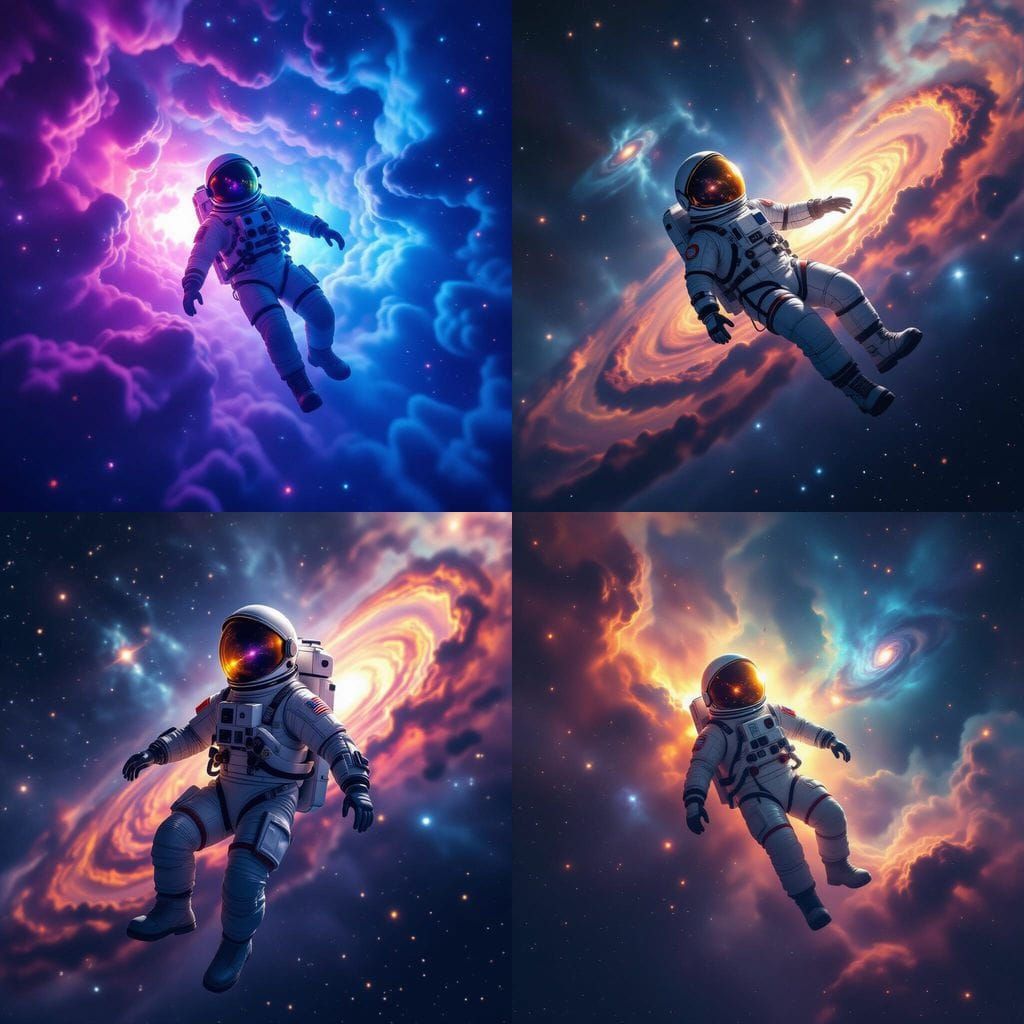 Earthworm Astronaut Drifting Through Starry Cosmos