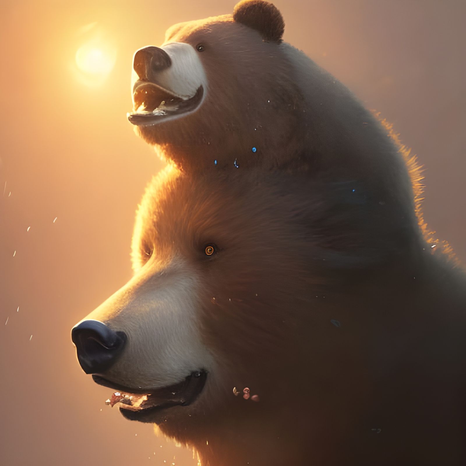 Surreal Woman with Bear Mouth, Hyperdetailed Portrait