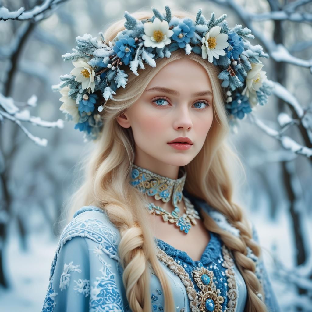 Ethereal Russian Model in Winter Wonderland, Pre-Raphaelite ...