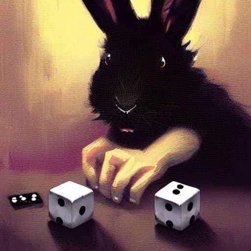 Sinister Black Rabbit Gambler in Fantasy Art Style