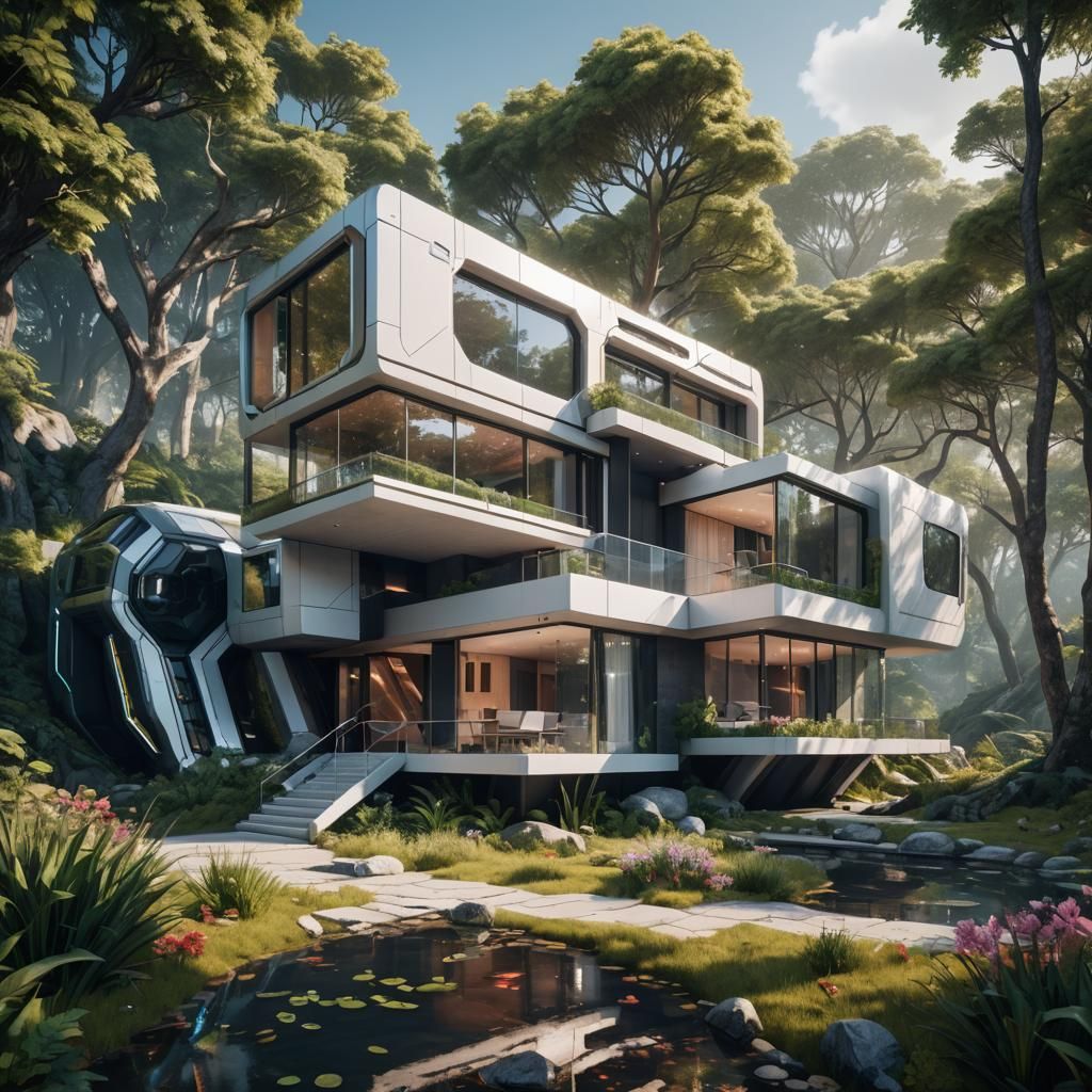 Futuristic Ultra House in Serene Environment