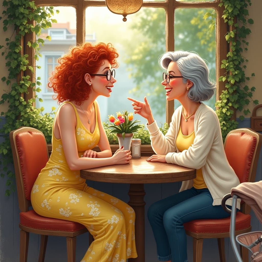 Warmth and Reunion in a Cozy European Café