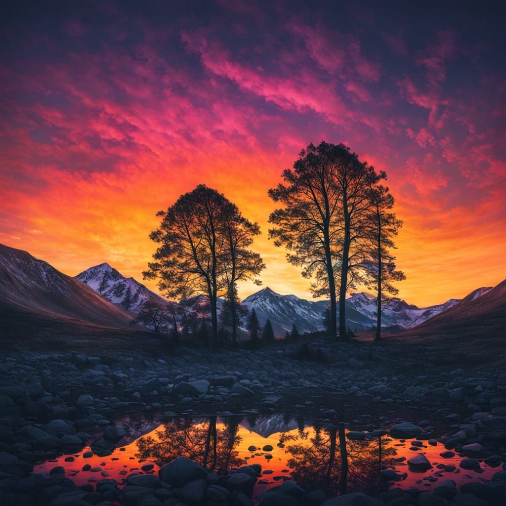 Double-Exposure Sunset Masterpiece in Vibrant Colors