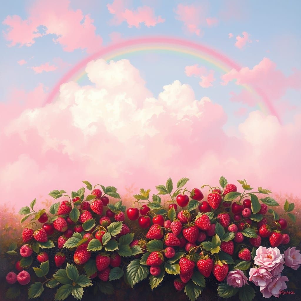 Sparkling Strawberry Bushes in Pastel Hues