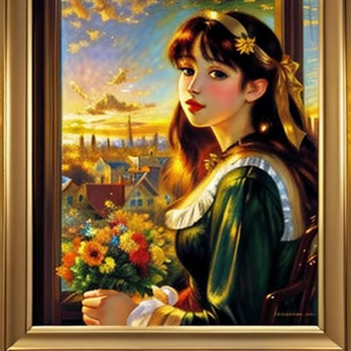 Golden Hour Gouache Painting with Maximalist Details