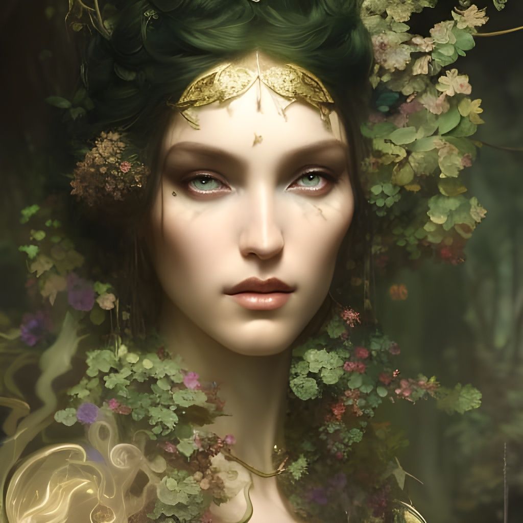 Forest Dryad Portrait in Detailed Fantasy Art