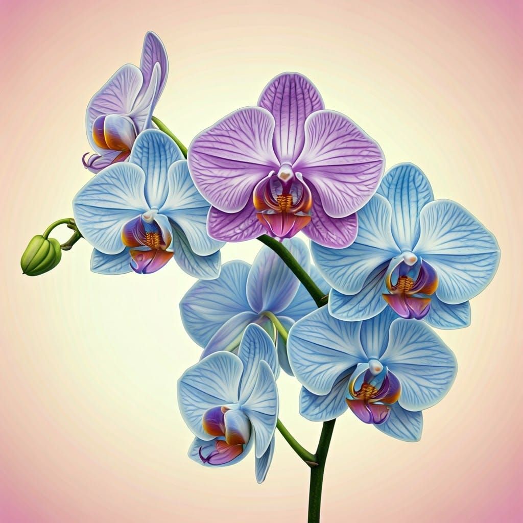Pastel Masterpiece: Orchid Branch in Hyperrealistic Style