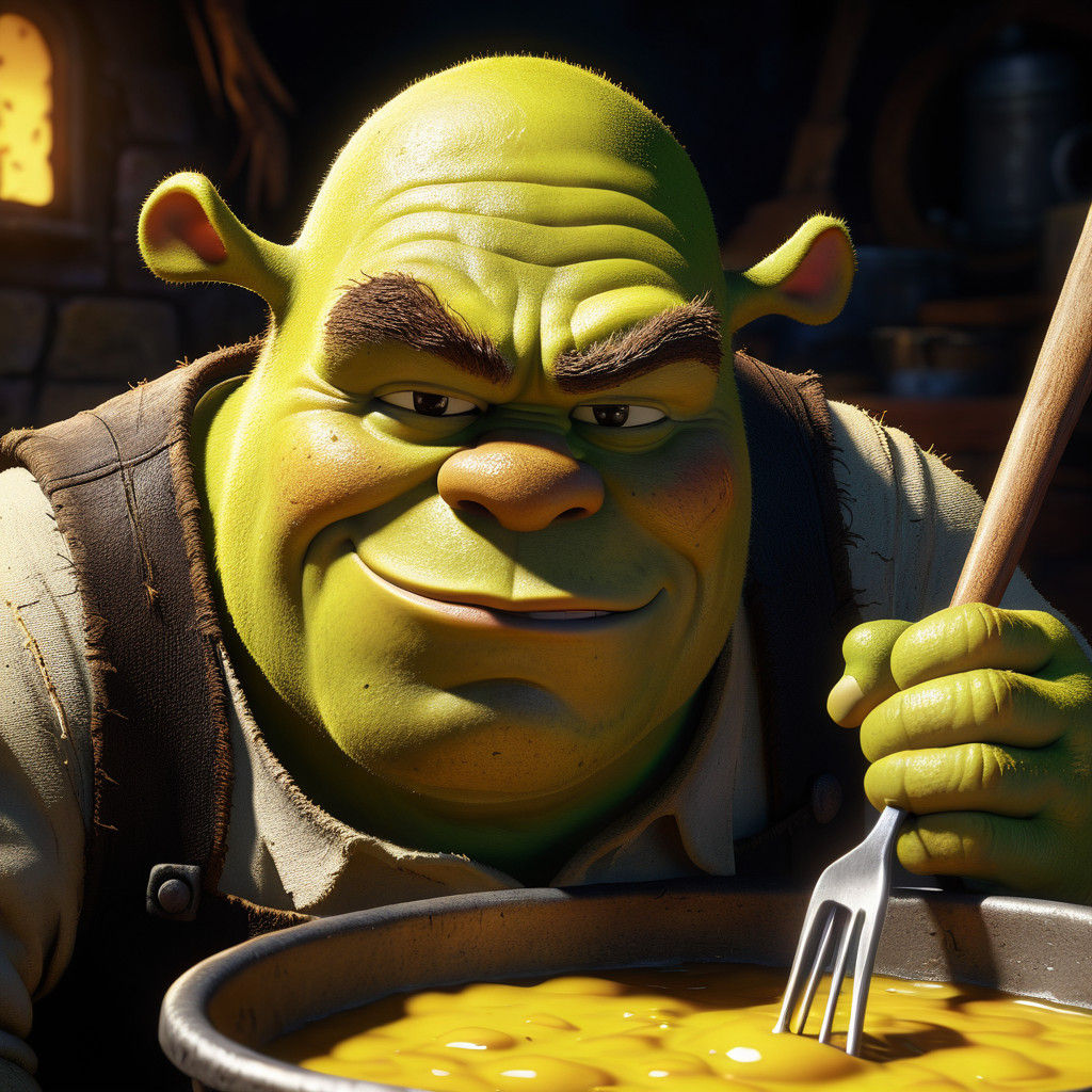 Vibrant Shrek Concept Art with Exaggerated Features