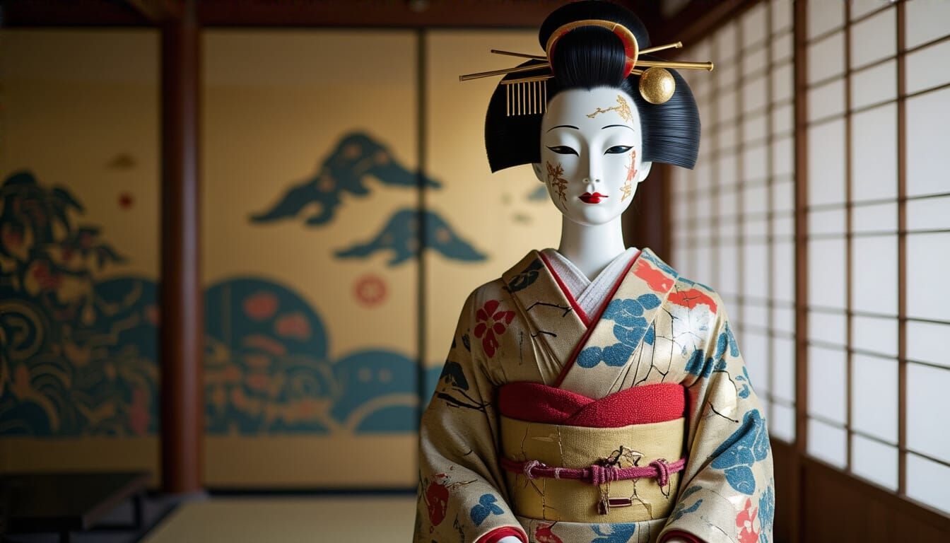 Kintsugi Mannequin Blending Japanese and Pop Art Styles