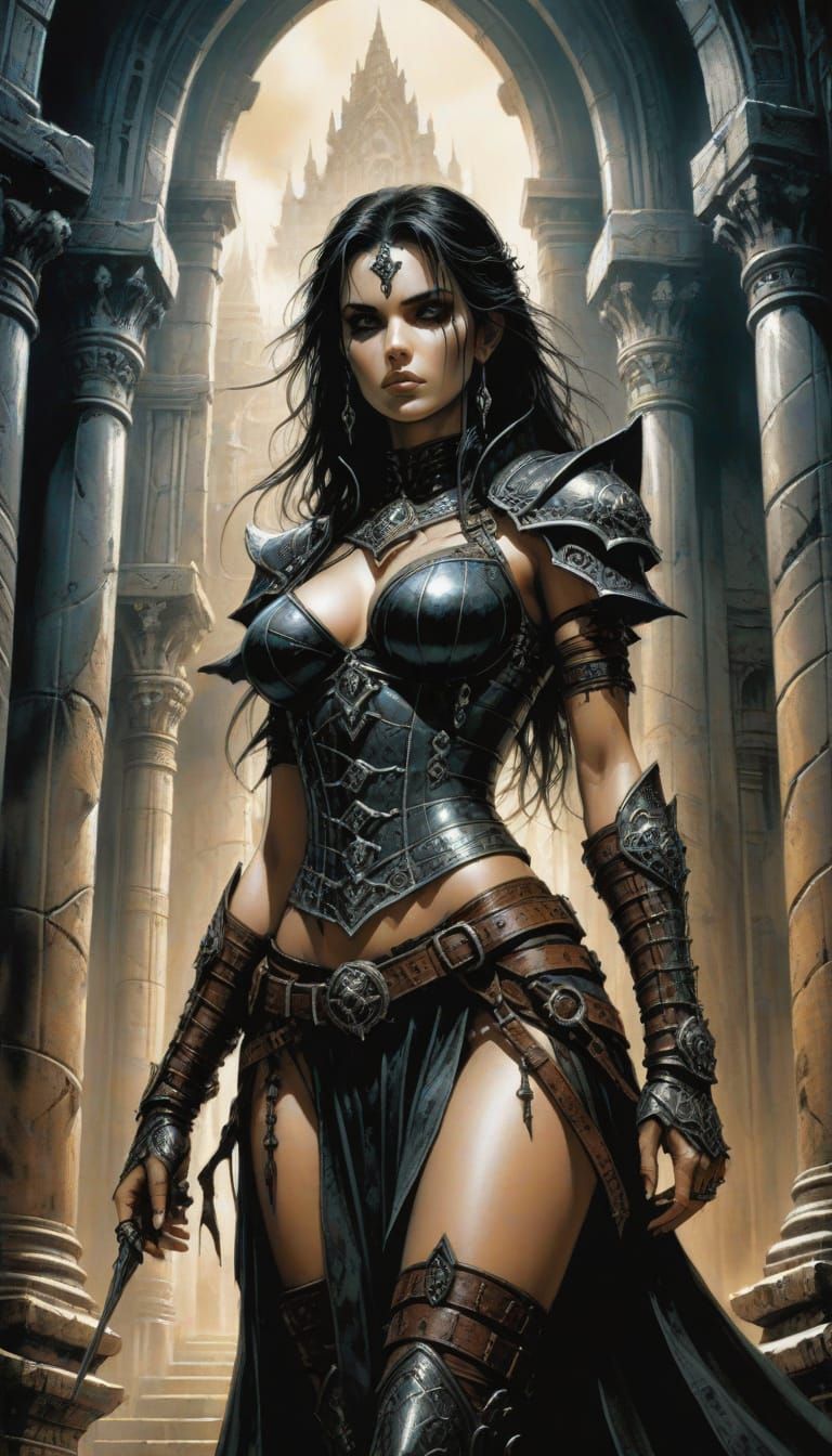 Fantasy Sorceress in Dark Comic Art Style