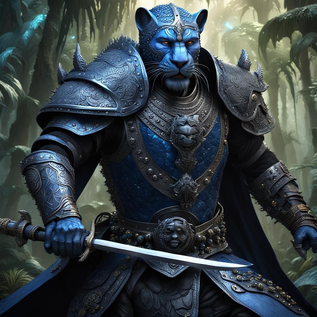 Panther Warrior vs Buddha in Dark Fantasy Art