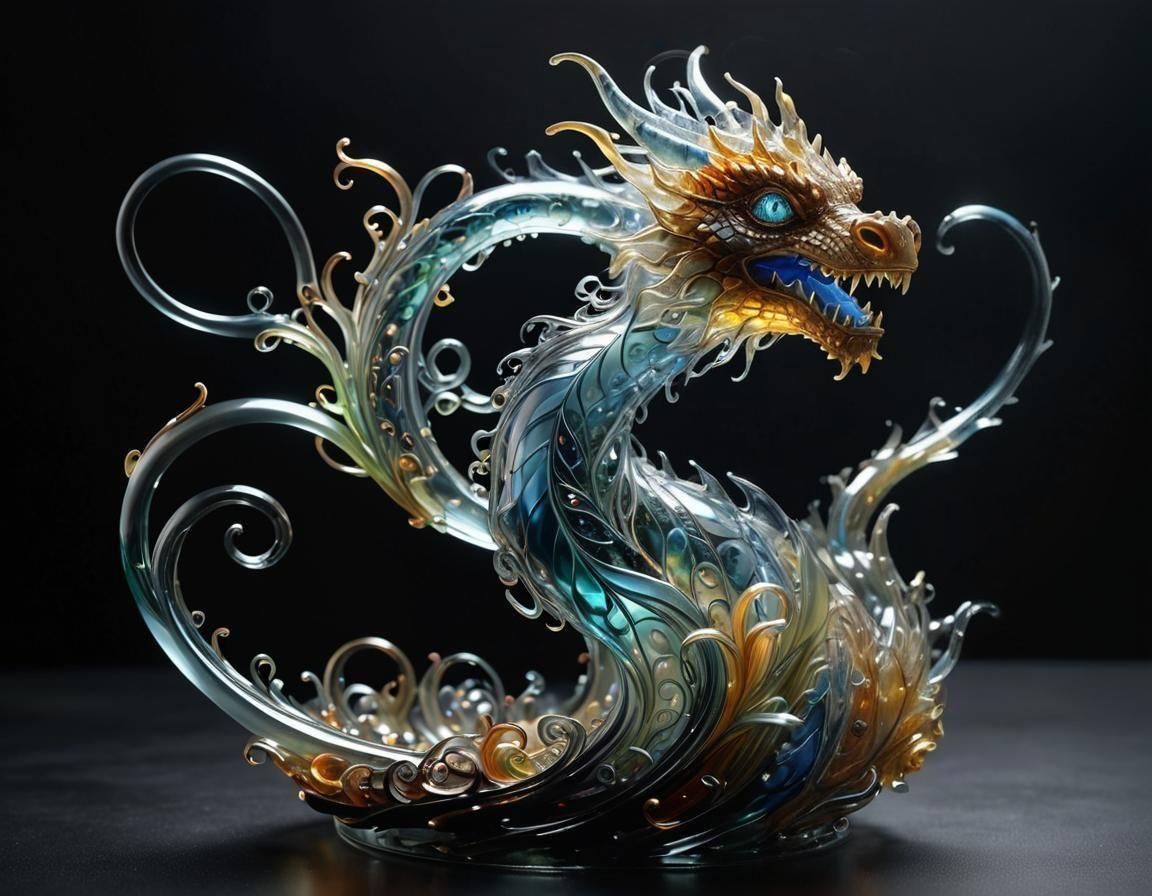 Abstract Glass Sculpture Art