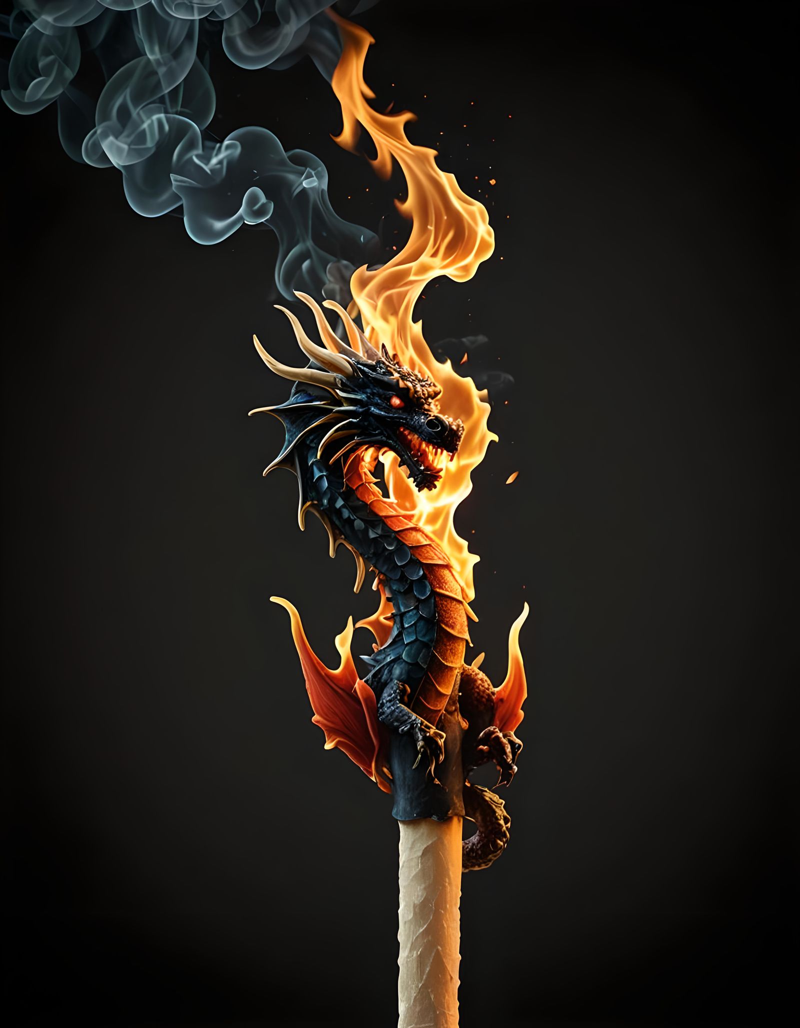 Dragon Fire: Matchstick Art in Digital 3D