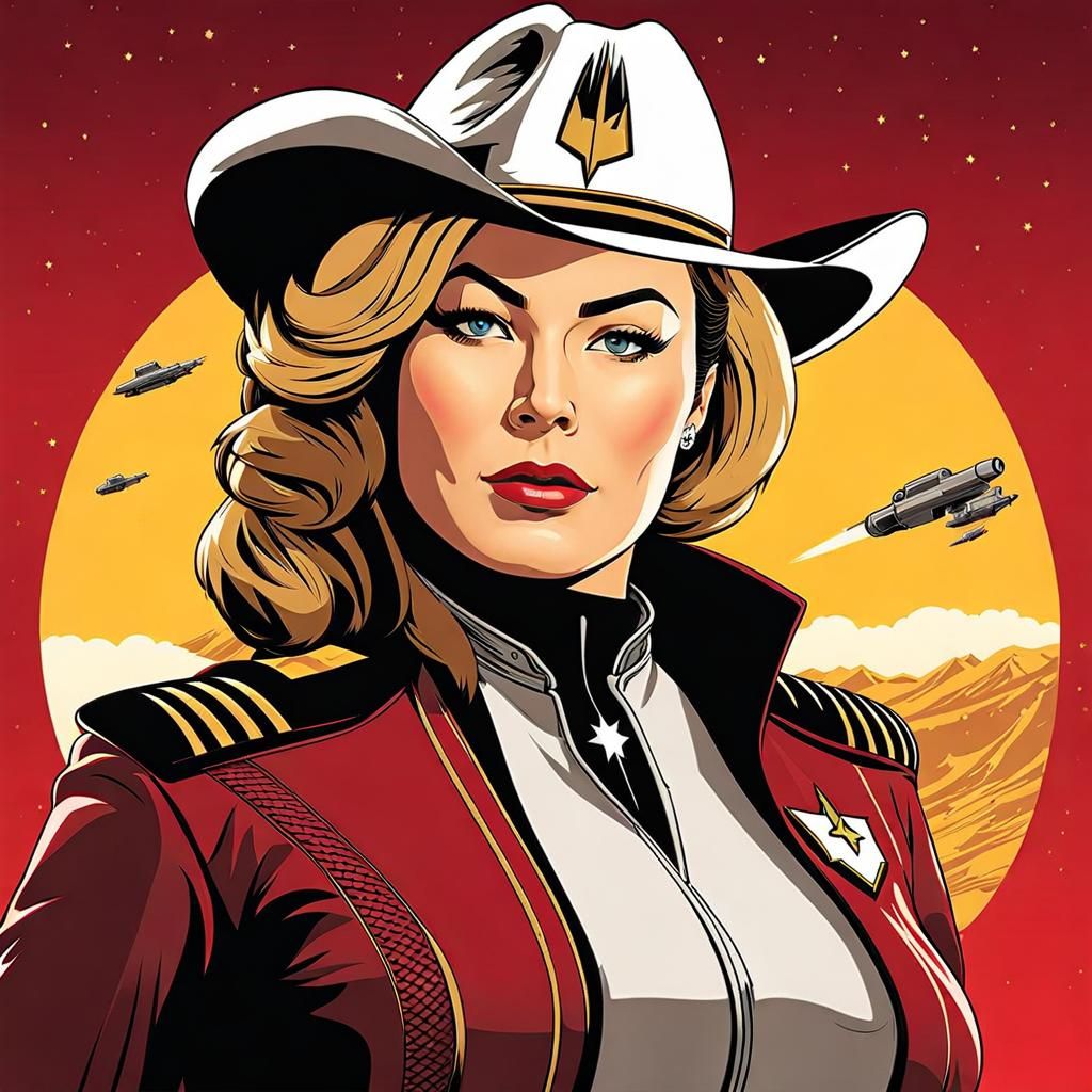 Space Cowgirl: Star Trek Officer in Red Dead Style