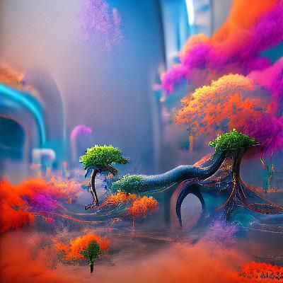 Fantastical Tree Life in Detailed Matte Painting