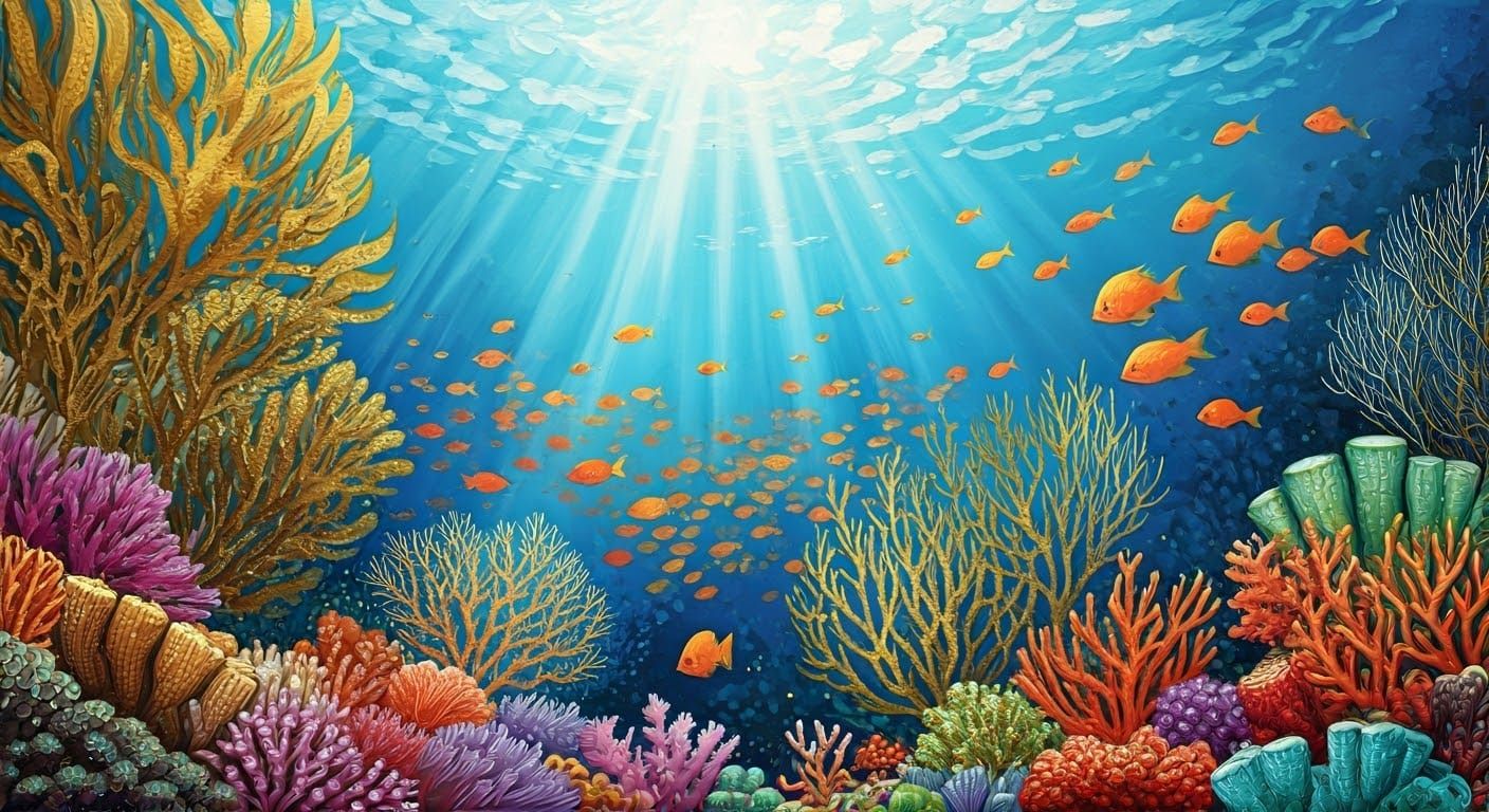 Enchanted Coral Reef: Impressionist Seascape Painting