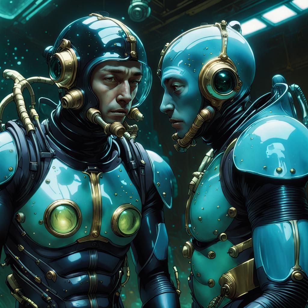 Underwater Abe Sapien in Bioluminescent Double Exposure