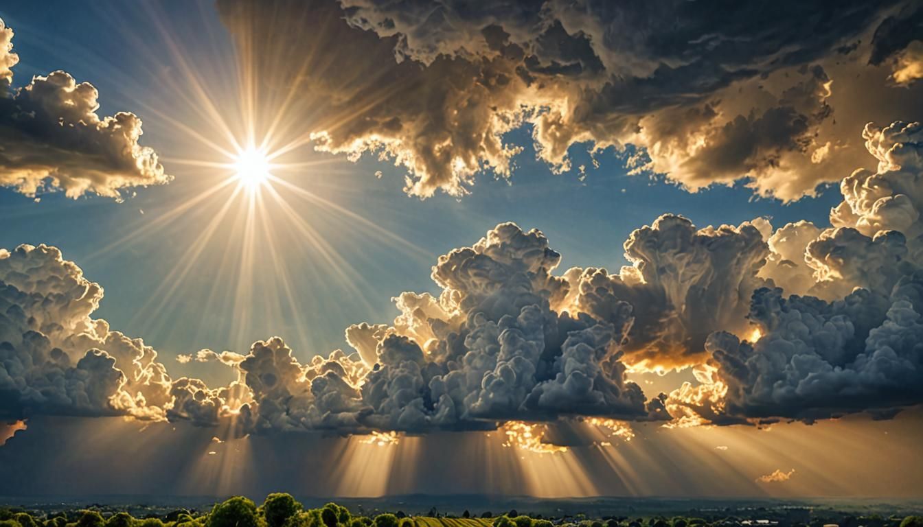 Epic Gods War with Divine Sunshine Beams