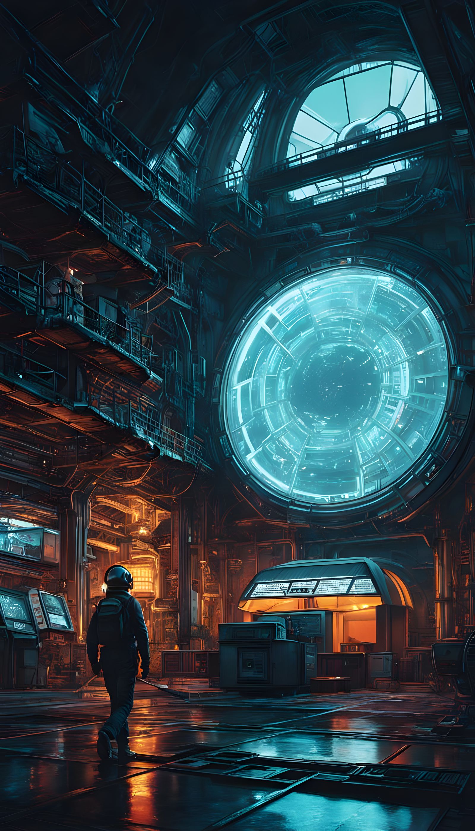 Futuristic Soviet Computer Complex with Mechanical Interface