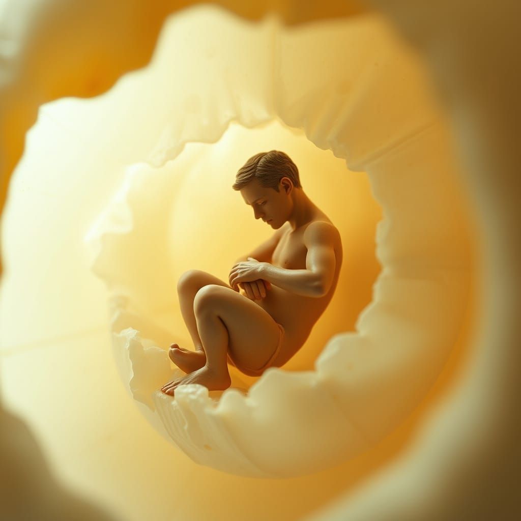 Translucent Egg Reveals Hyperrealistic Male Figure in Fetal ...