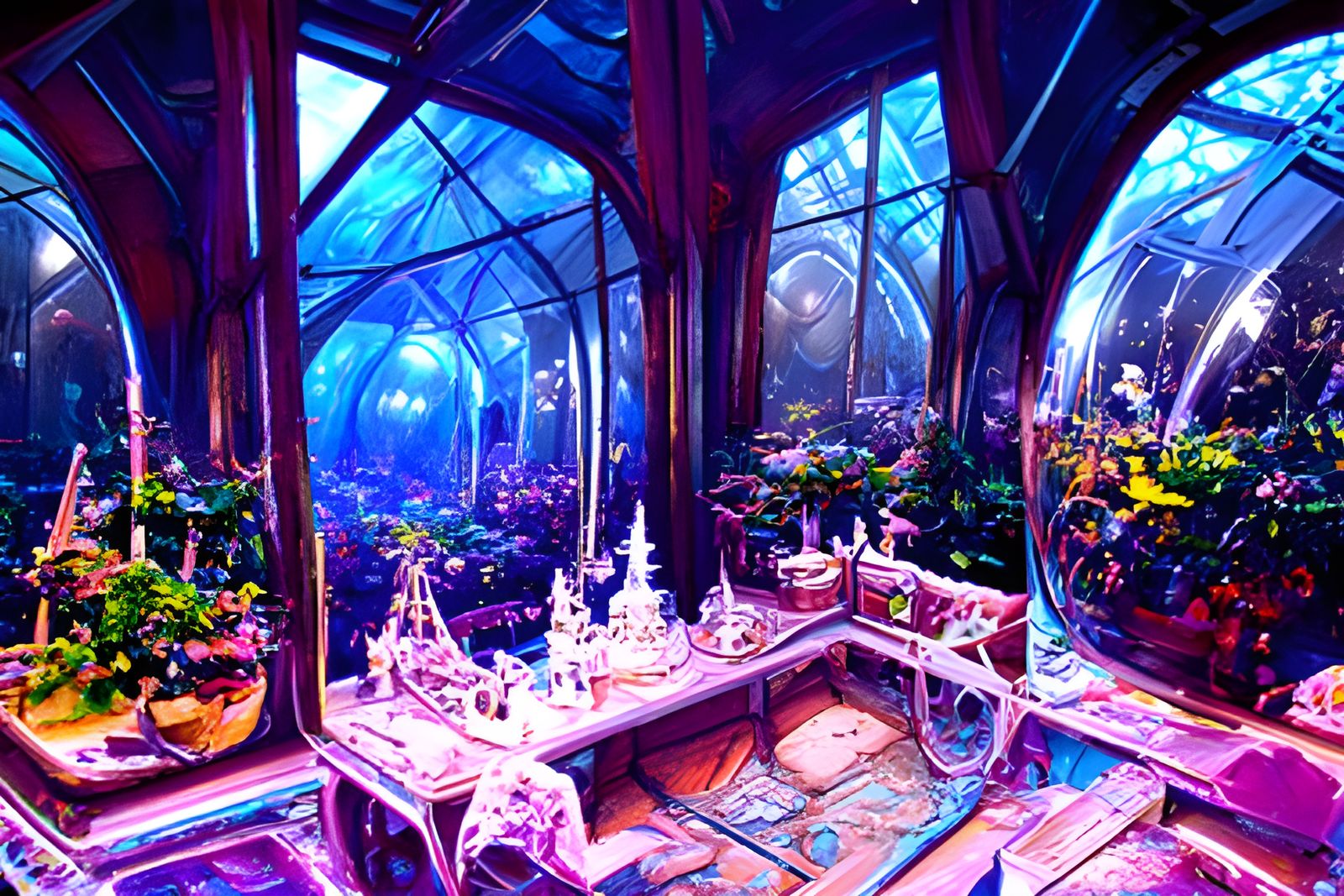 Magical Greenhouse Interior in a Parallel Universe