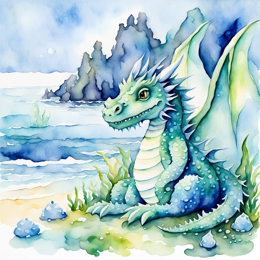 Puff the Magic Dragon in Watercolor Style