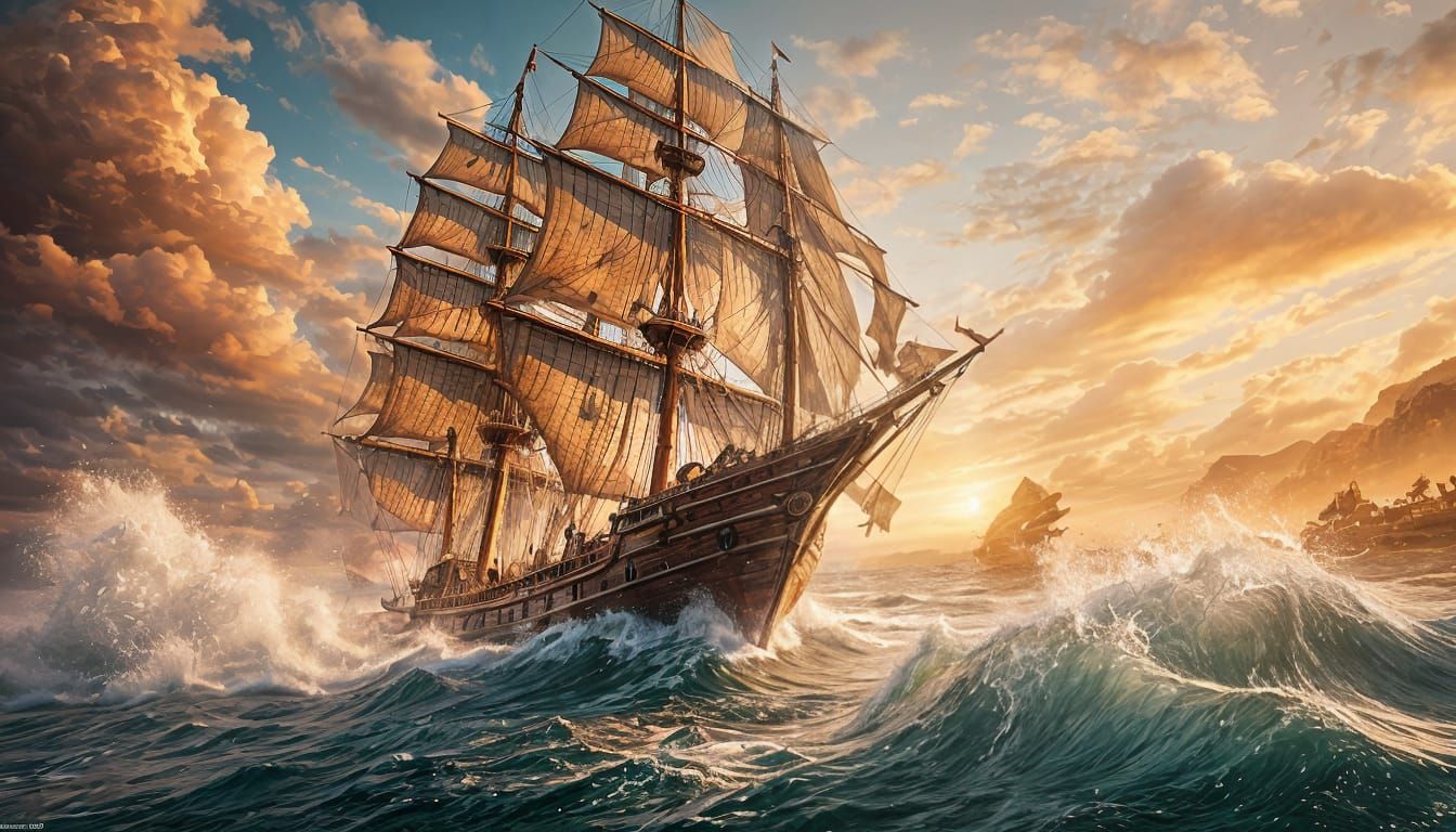 Spanish Galleon Bow with Angel Figurehead in 8K