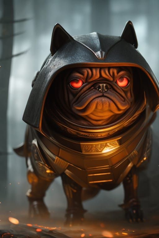 Alien Pug as Darth Vader in Star Wars Scene