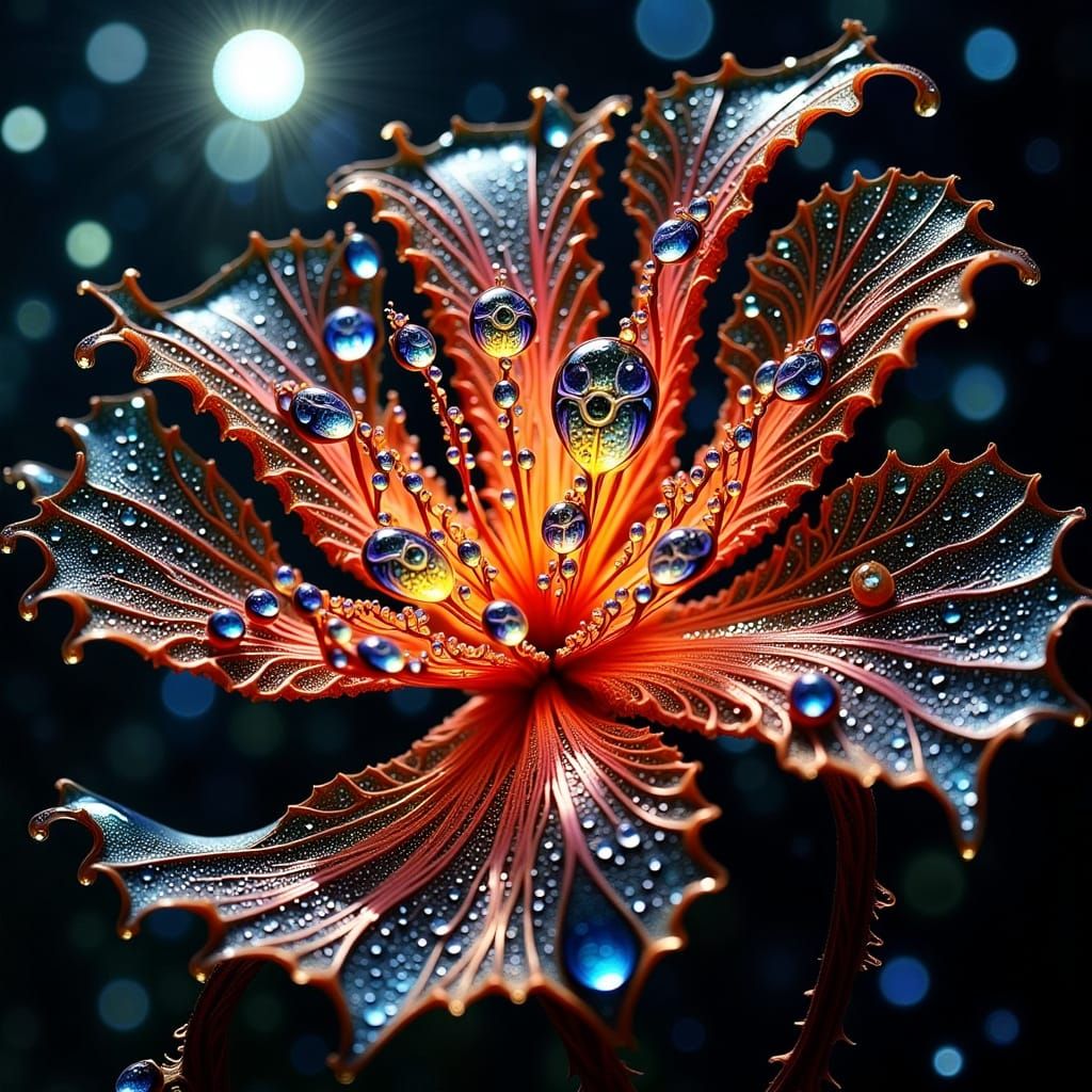 Exquisitely Beautiful Face in a Flower with Intricate Twinkl...