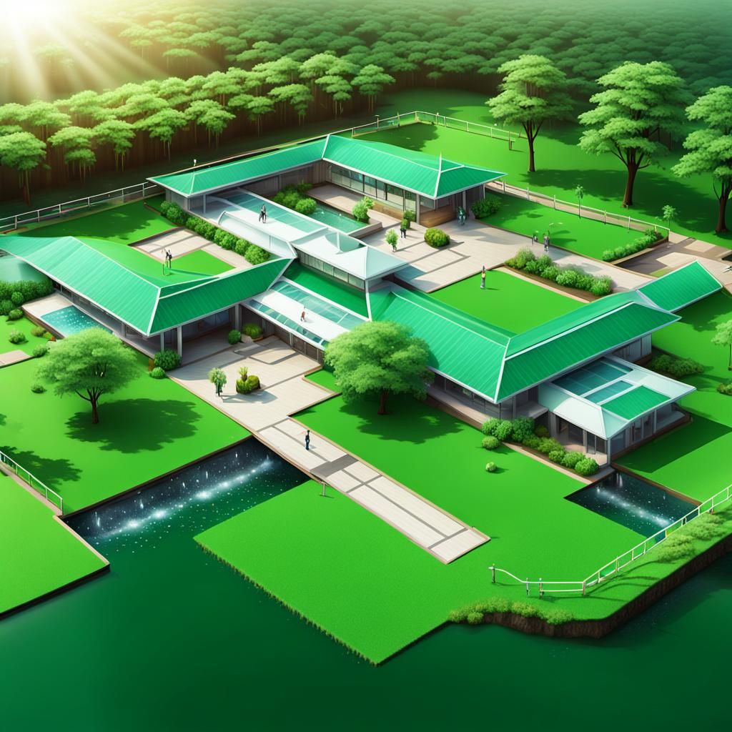 Serene Hospital Garden Concept Art in Fantasy Style