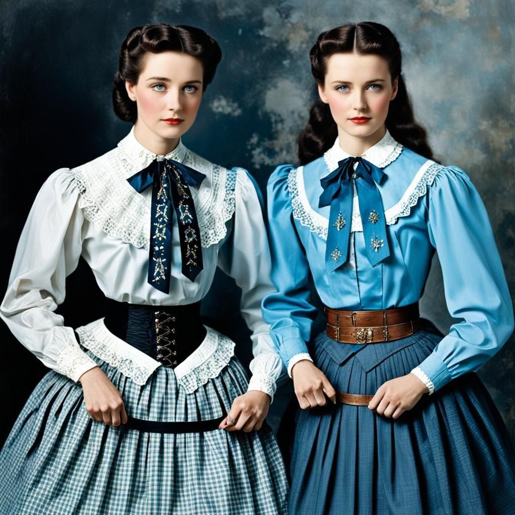 Colourful Image of Beautiful Women in Skirts and Blouses