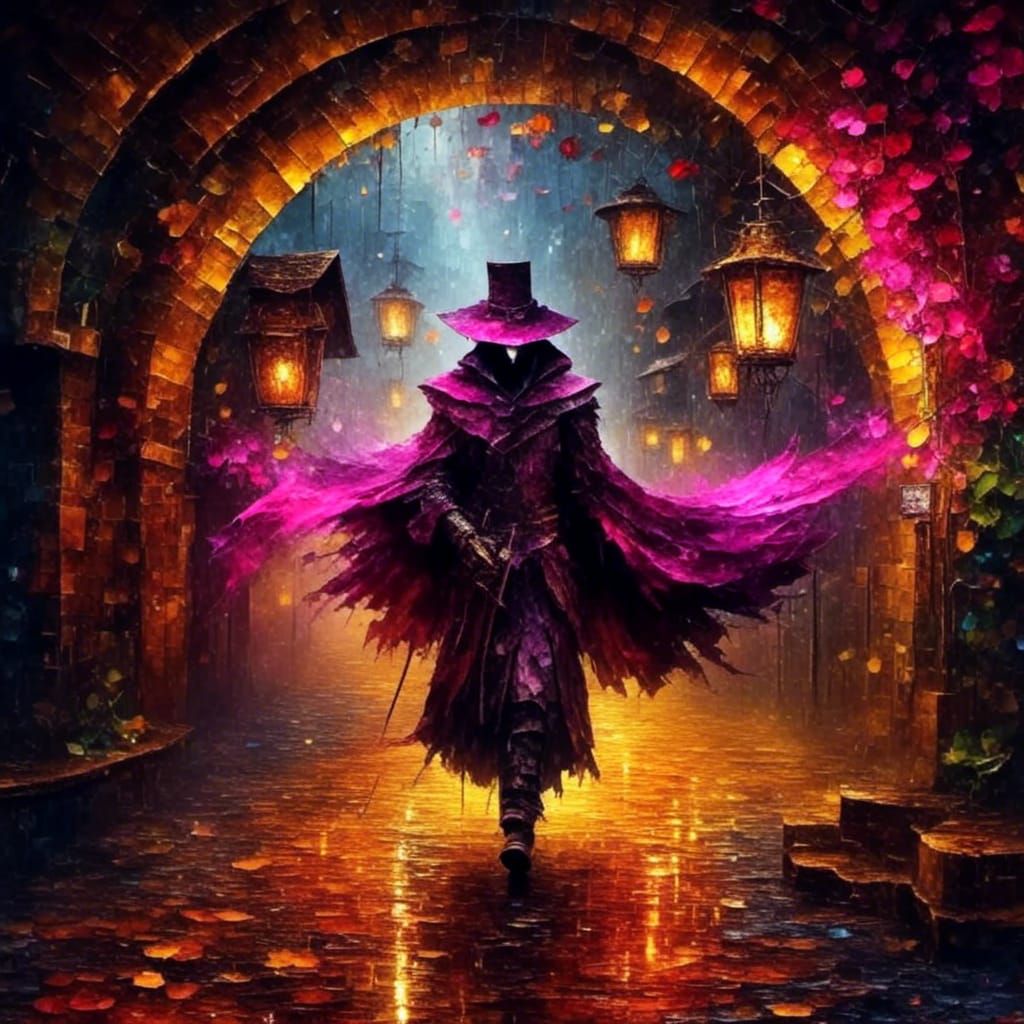 Plague Doctor in Pink Punk Style