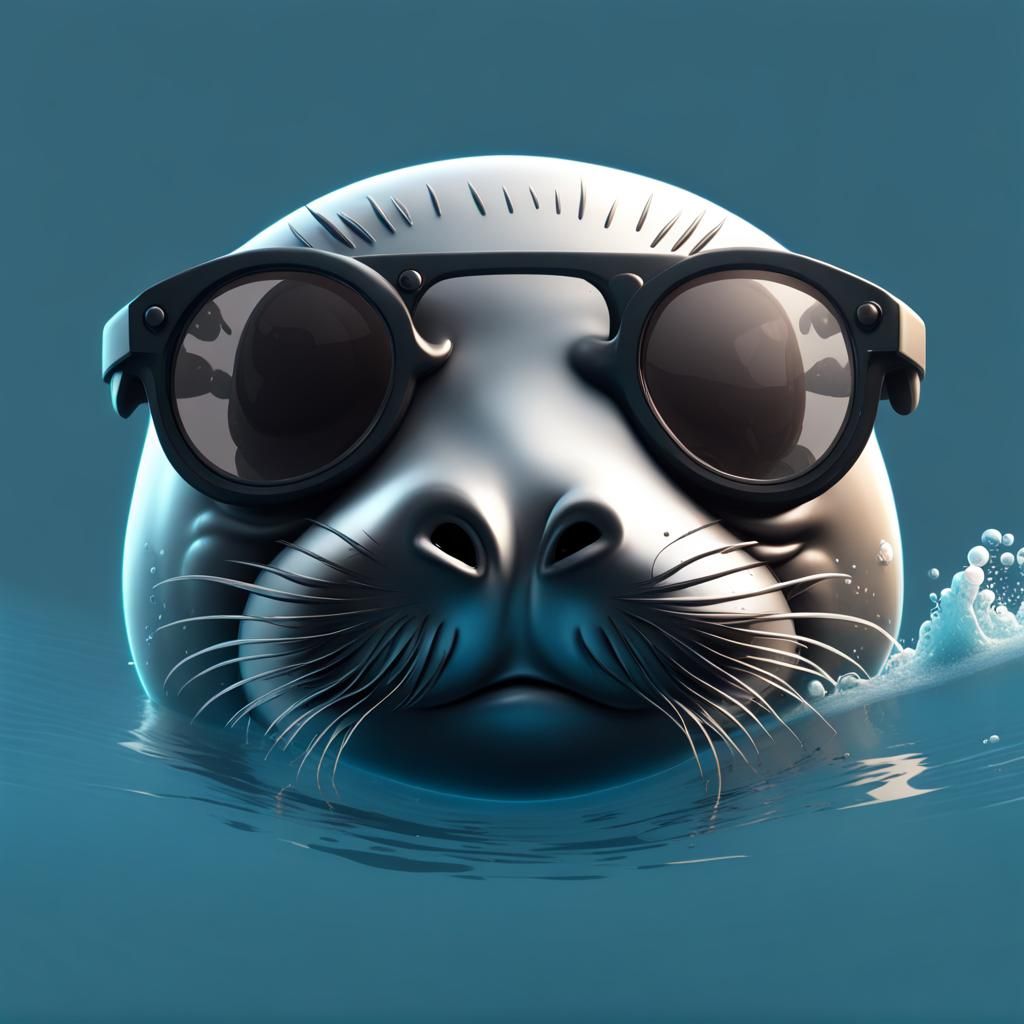 Seal with Sunglasses in Underwater 3D Rendering