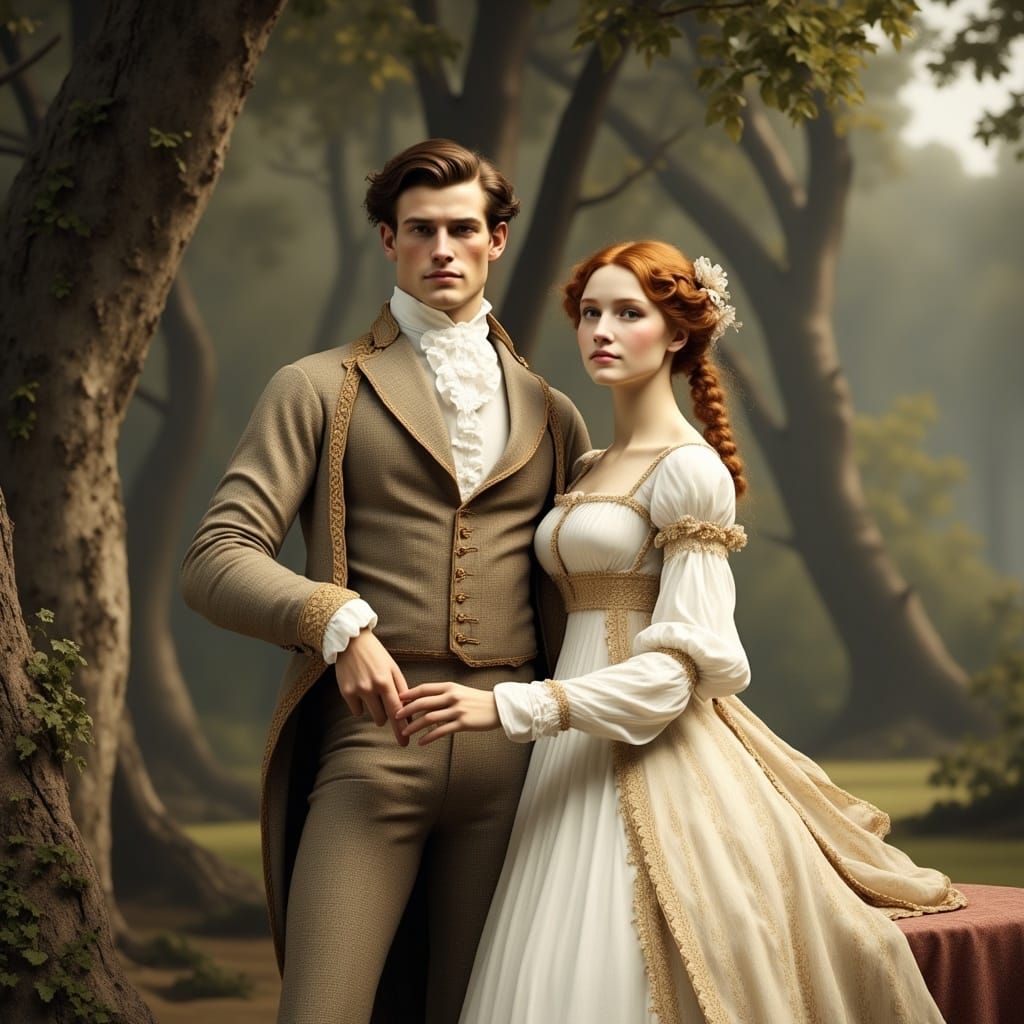 Elegant Regency Couple in Period Costume