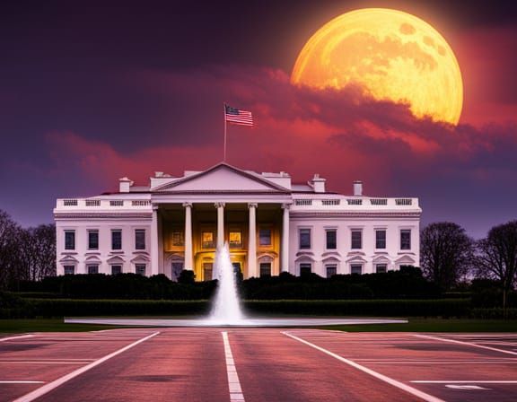 White House Nuclear Aftermath in Synthwave Style